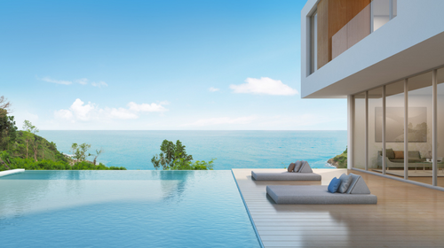 Lounge chairs with Infinity Pool